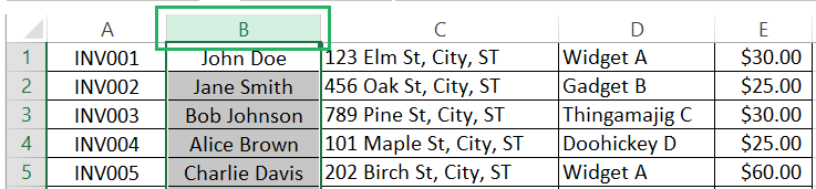 12 Selection of column