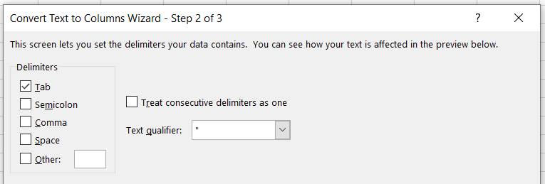 Enter Delimiter