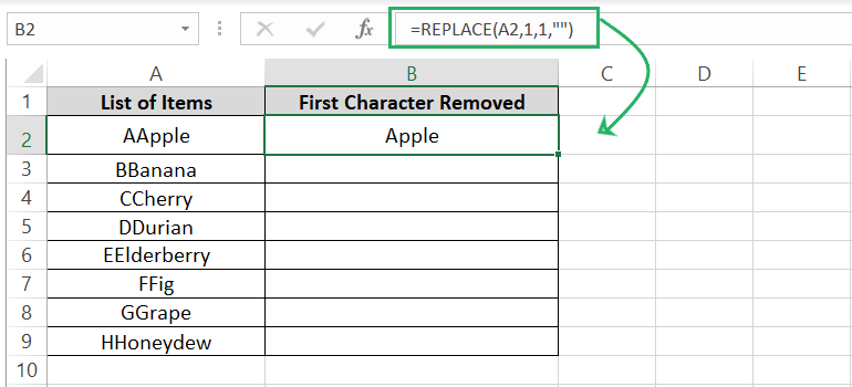 The REPLACE function works
