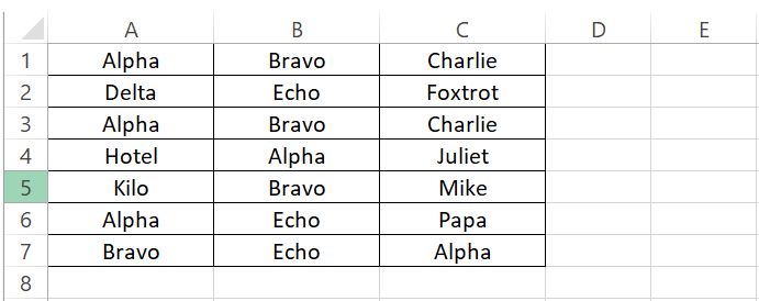 Multiple columns data in Excel worksheet