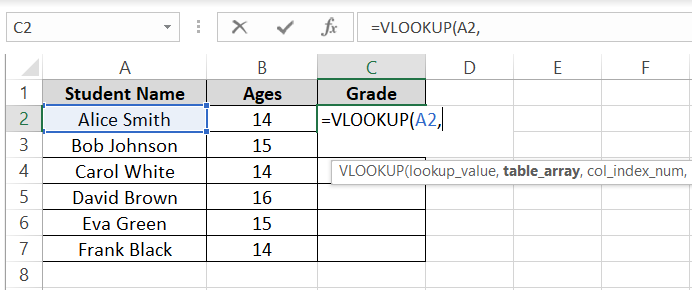 the lookup value