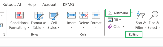 Use Autosum button