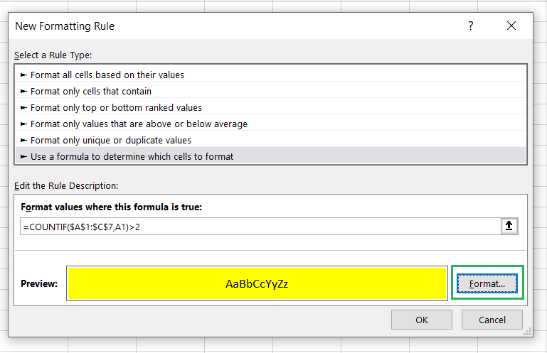 Format for triplicate values highlighting