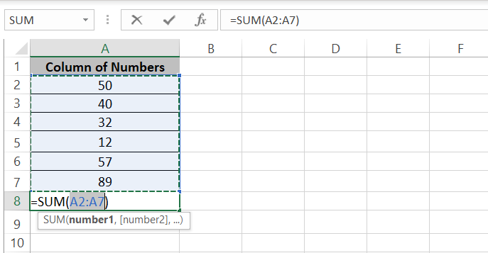 Autosum identifies the sum range