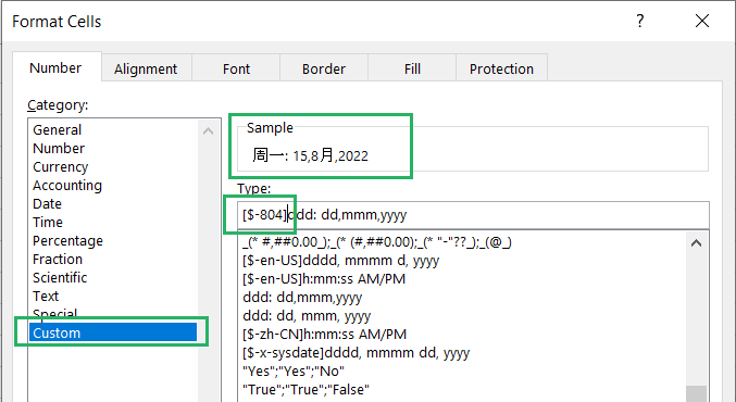 Locale format code in custom format