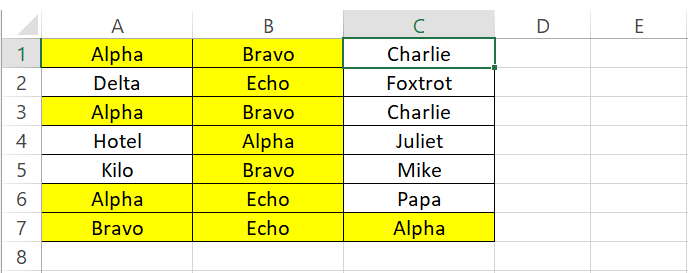 Excel highlights all cells where the value appears more than twice