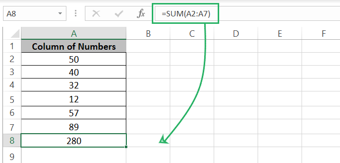 sum automatically calculated