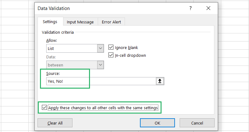 Changes to validation rules