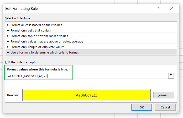 Rule to highlight quadruplicates