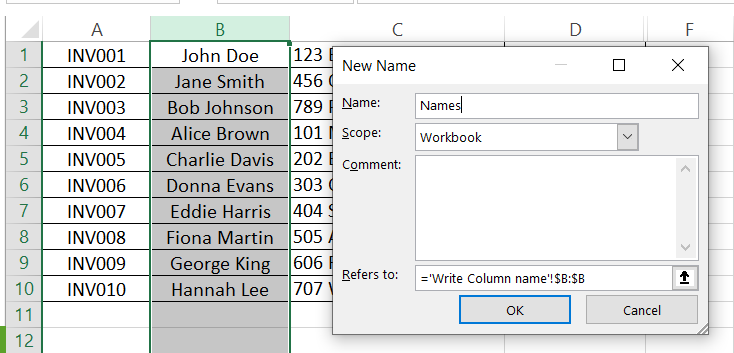 17 Defining the New column name