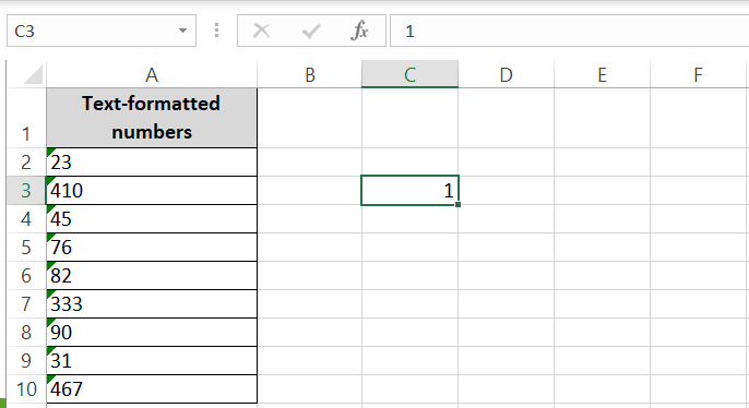 Write 1 in a cell