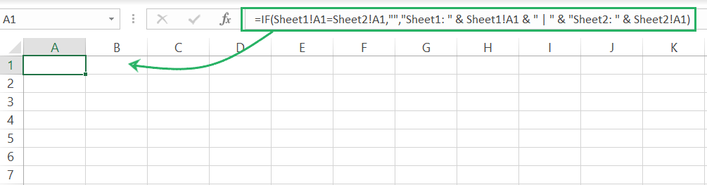 Find differences in two sheets with the IF function