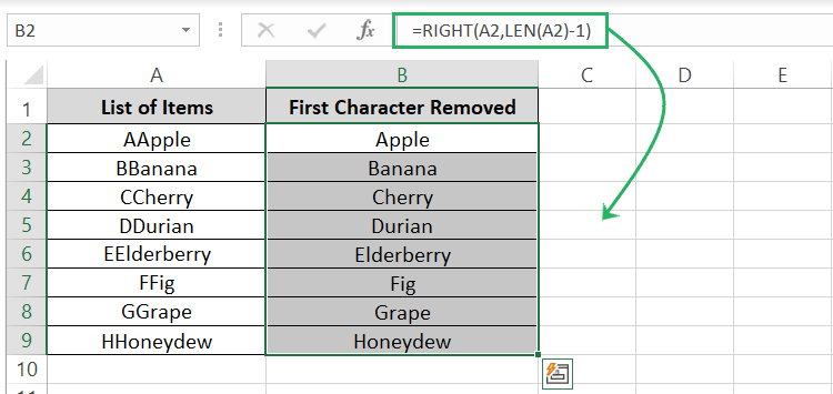 All first characters removed
