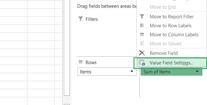 18 Value field settings to count number