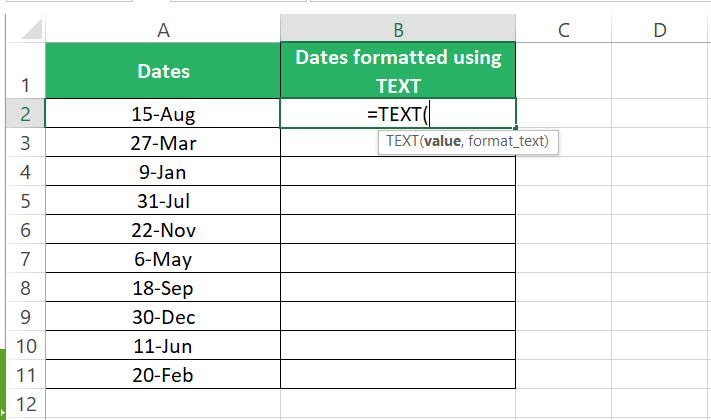 TEXT function syntax in Excel