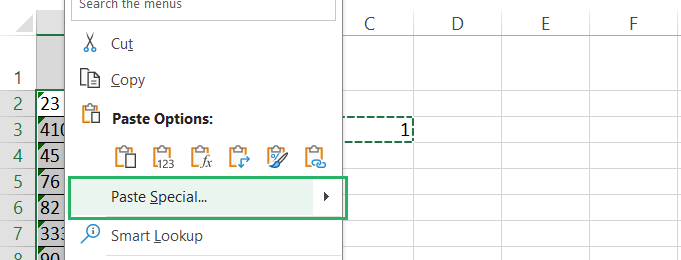 Use Paste Special menu to convert numbers