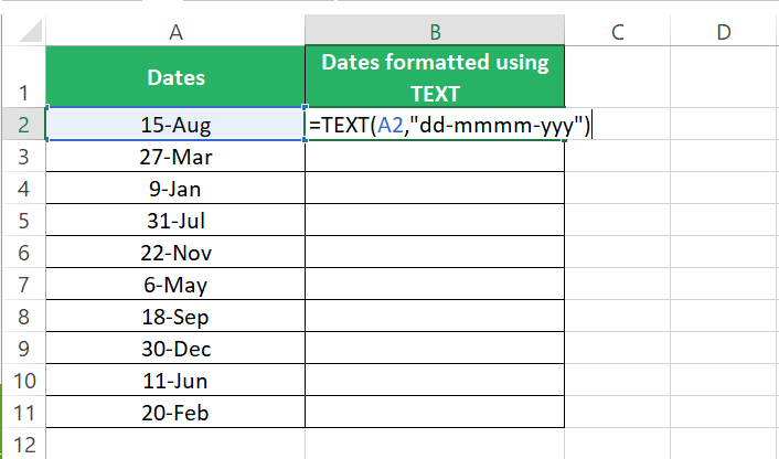 Arguments of the TEXT function