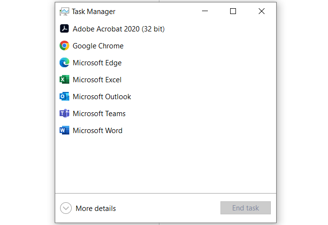 Open Task Manager Excel