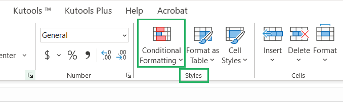 Use conditional Formatting button