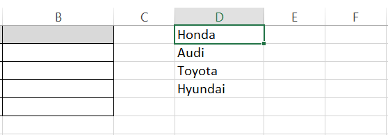 Data entry in Excel