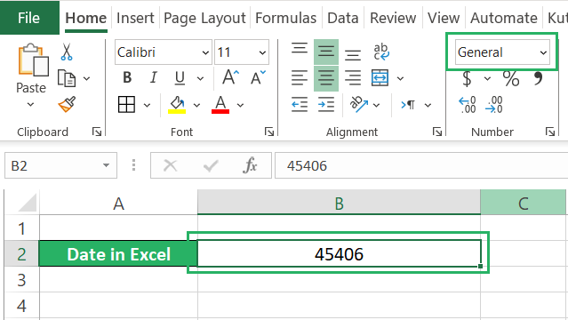 Excel stores dates as serial number