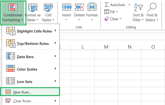 Conditional formatting button