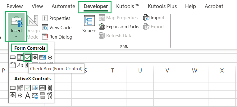 20 Insert checkbox