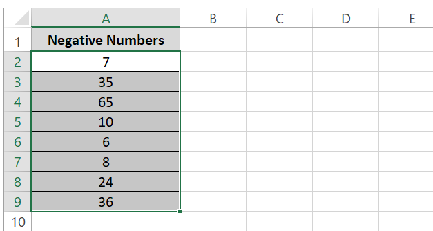 Negative values replaced