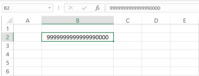 21 Number greater than 15 digits