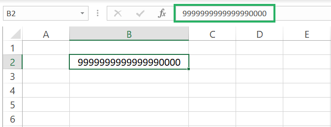 22 Number stored in the formula bar