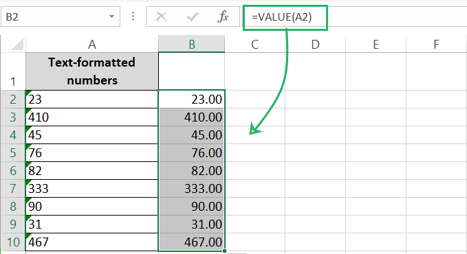 Formula dragged for numeric values