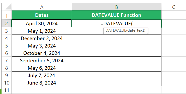 the DATEVALUE function