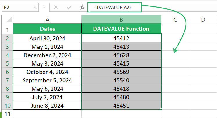 writing the DATEVALUE