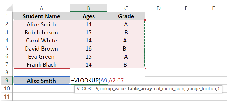 the lookup value and comma