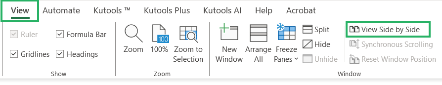 View side-by-side button