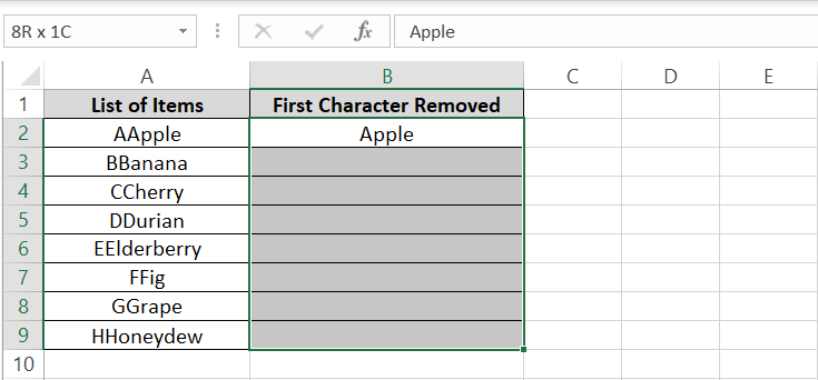 Selection of cells in worksheet