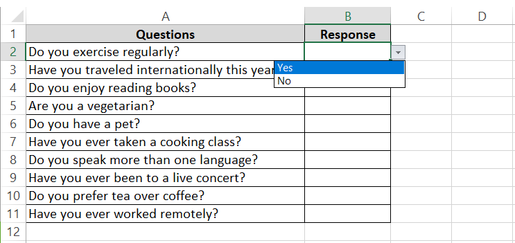 Excel Drop-down list added