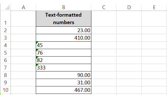 Text converted to numbers