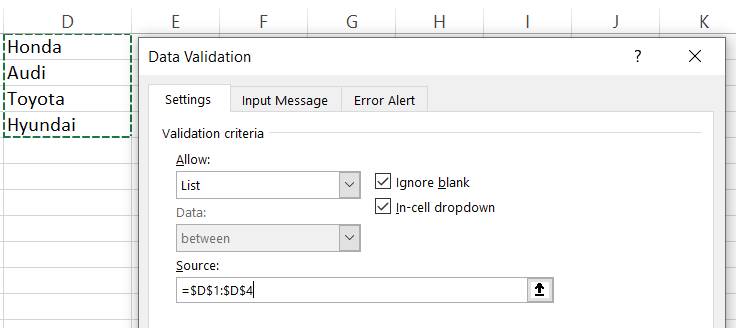 Dependent drop down list