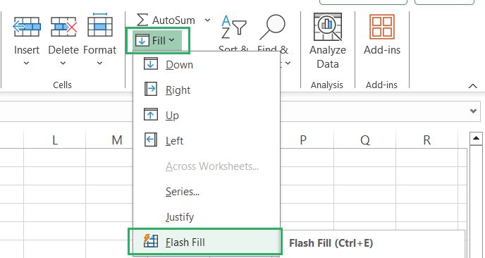 Flash Fill button