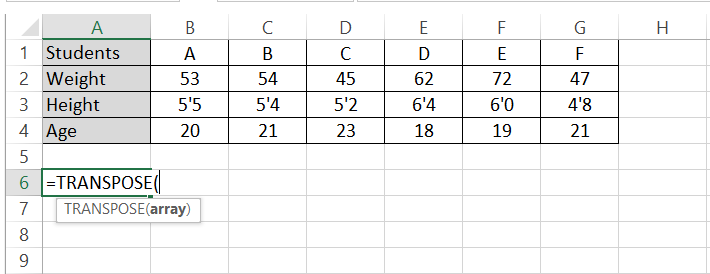 5 TRANSPOSE function