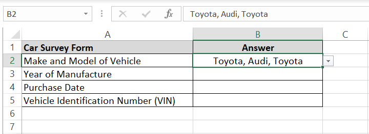 multiple selections from list items 