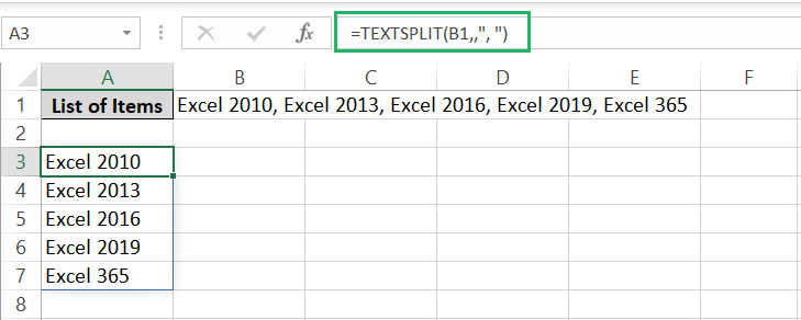 text split across rows