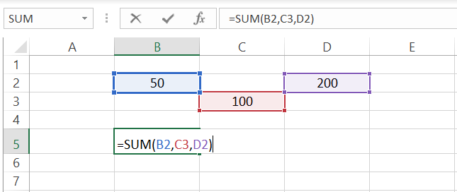 Use SUM formula in formula bar