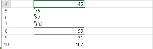 Error drop-down menu