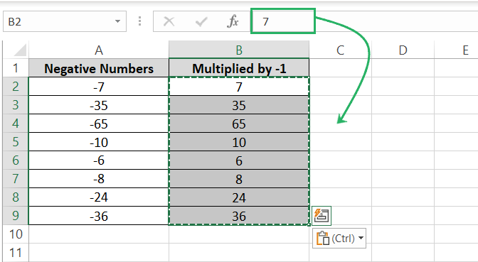 Formulas converted to values