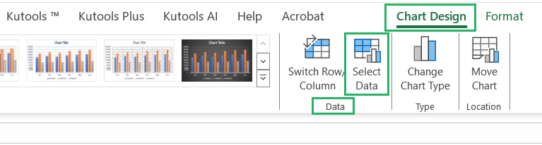 Chart tools to add chart element