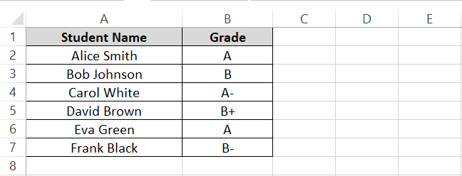 Grades in another sheet