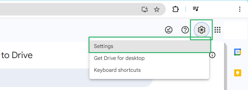 Google Drive settings