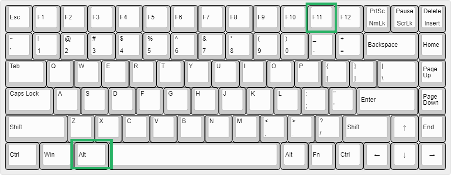 Alt key + F11 key